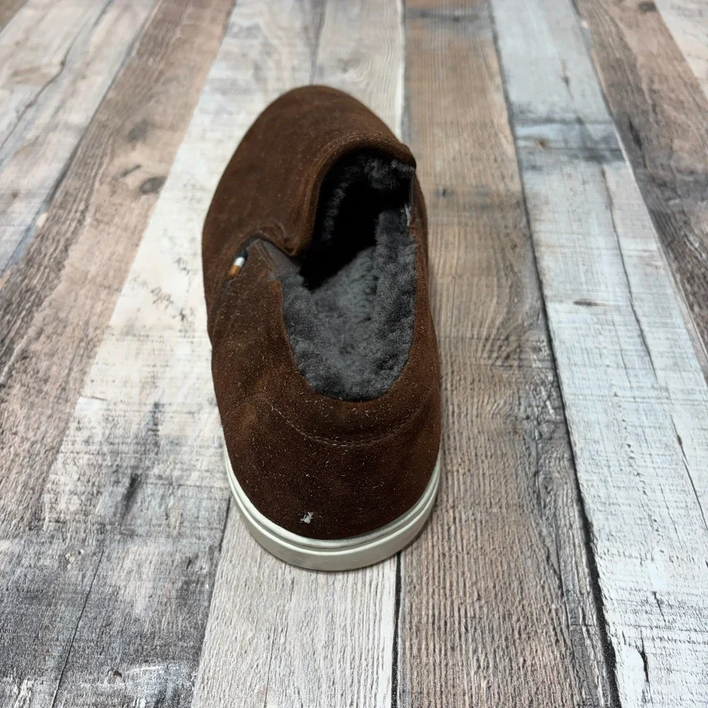Allen Edmonds Slip On Men 10 3E Brown Suede Shearling Lined Sneaker 4830 Wide